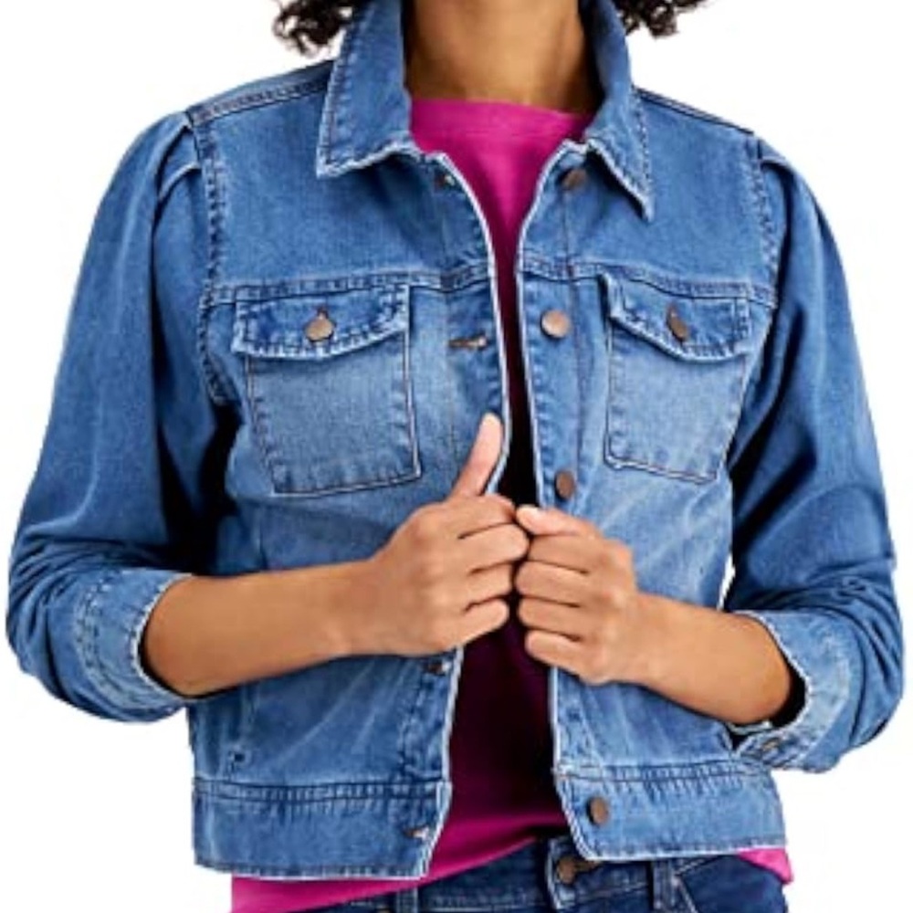 Charter Club Puff Sleeve Denim Jacket